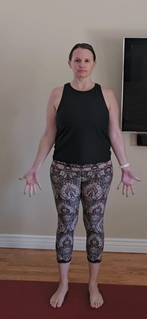 Beginner yoga pose Mountain Pose (Tadasana) for posture and grounding